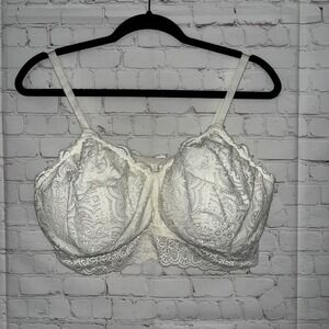 NWOT Aerie Lace Trim Bralette White Full Coverage Comfort Lounge Bra Size XXL
